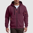 thumbnail image 4 of UOCUFY Hoodies for Men Casual Long Sleeve Full Zip Hooded Fleece Sweatshirt | Fashion Athletic Workout Jackets with Multi Pockets Wine,Size L, 4 of 9
