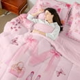 thumbnail image 4 of Castle Fairy Monogrammed Letter 7pcs Bedding Comforter Set,Dreamy Princess Queen Bedding Sets Super Cozy,Flower Butterfly Queen Sheet Sets,Microfiber Pink Bow Bedroom Decor,Reversible, 4 of 8