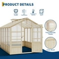 thumbnail image 5 of 8 x10 FT Wooden Greenhouse, Walk-in Greenhouses with Polycarbonate Panels, Lockable Door, Wood Frame & Adjustable Vent for Backyard Gardening, 5 of 8