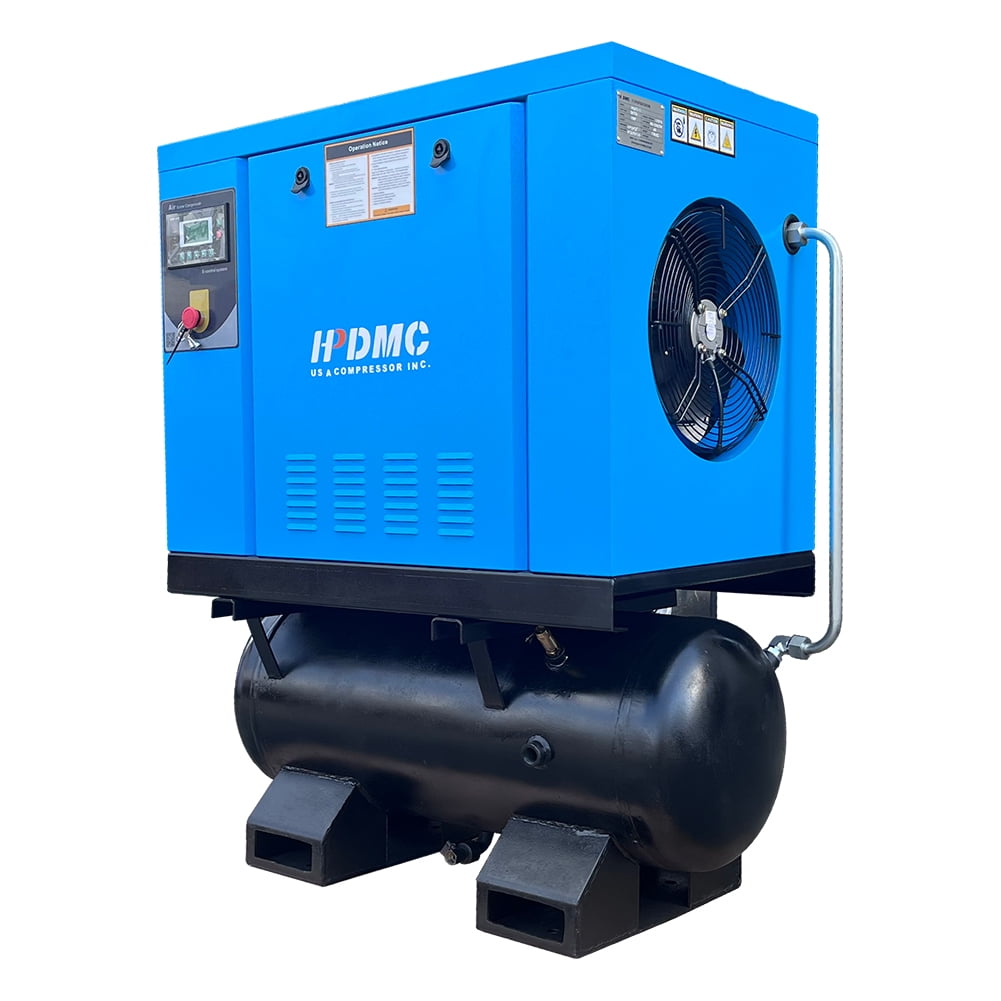 10 HP 3 Phase Rotary Screw Air Compressor 230V with 40 Gallon Air Tank ...