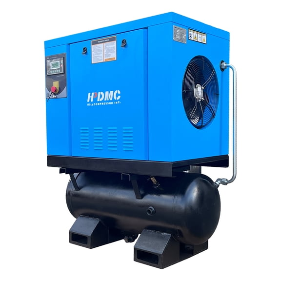 10 HP 3 Phase Rotary Screw Air Compressor 230V with 40 Gallon Air Tank NPT1"
