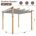 thumbnail image 7 of Kicctian Adjustable Retractable Canopy Aluminum Pergola – Modern Imitation Wood Grain Metal, Sun Shade Gazebo for Patio, Garden, Deck, Backyard – 10x10FT, Grey, 7 of 7