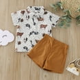thumbnail image 2 of Toddler Boy Clothes Short Sleeve Cartoon Prints T Shirt Tops Shorts Sets Gentleman Suit Activewear Set,2-Piece,Size 6 Months-12 Months, 2 of 6