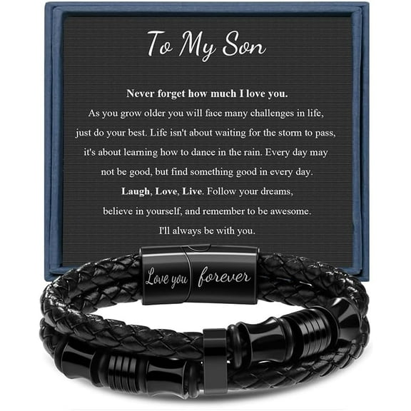 Gifts for Man Double-Row Braided Leather Bracelet for Men Cool Gifts for Dad Son Boyfriend Husband Birthday Gifts for Anniversary Leather Bracelet Christmas Anniversary 7.5 8.5 9 Inches