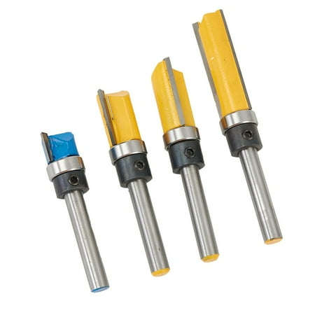 

4pcs Router Bit Template Cutter 1/4 Shank Straight Woodwork Wood Flush Trim Set