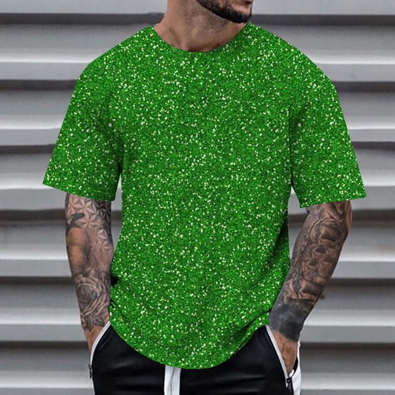 Mens Graphic T-Shirts Short Sleeve 3D Print Crewneck Stylish Loose Summer Tee Army Green L