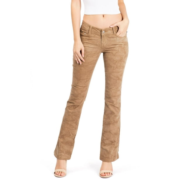 Revolt Revolt Women S Low Rise Marble Corduroy Boot Cut Pants 1 Camel Walmart Com Walmart Com