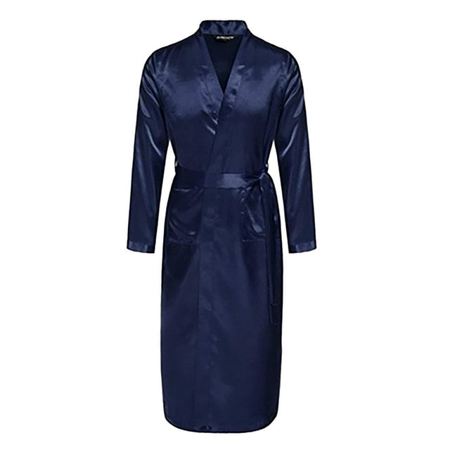 HBFAGFB Peignoir Homme Confortable Robe de Nuit Manches Longues Robe Décontractée Pyjama Vêtements de Détente Bleu Taille P