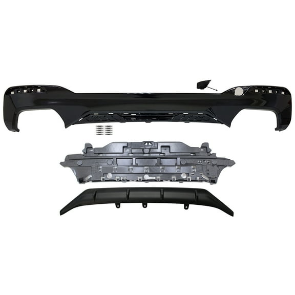 Ikon Motorsports Rear Bumper Lip Diffuser Type 1 Added on Bodykit Replacement Compatible With 2021-2023 BMW G30 G31 LCI 5-Series M550i MP Style Unpainted Black