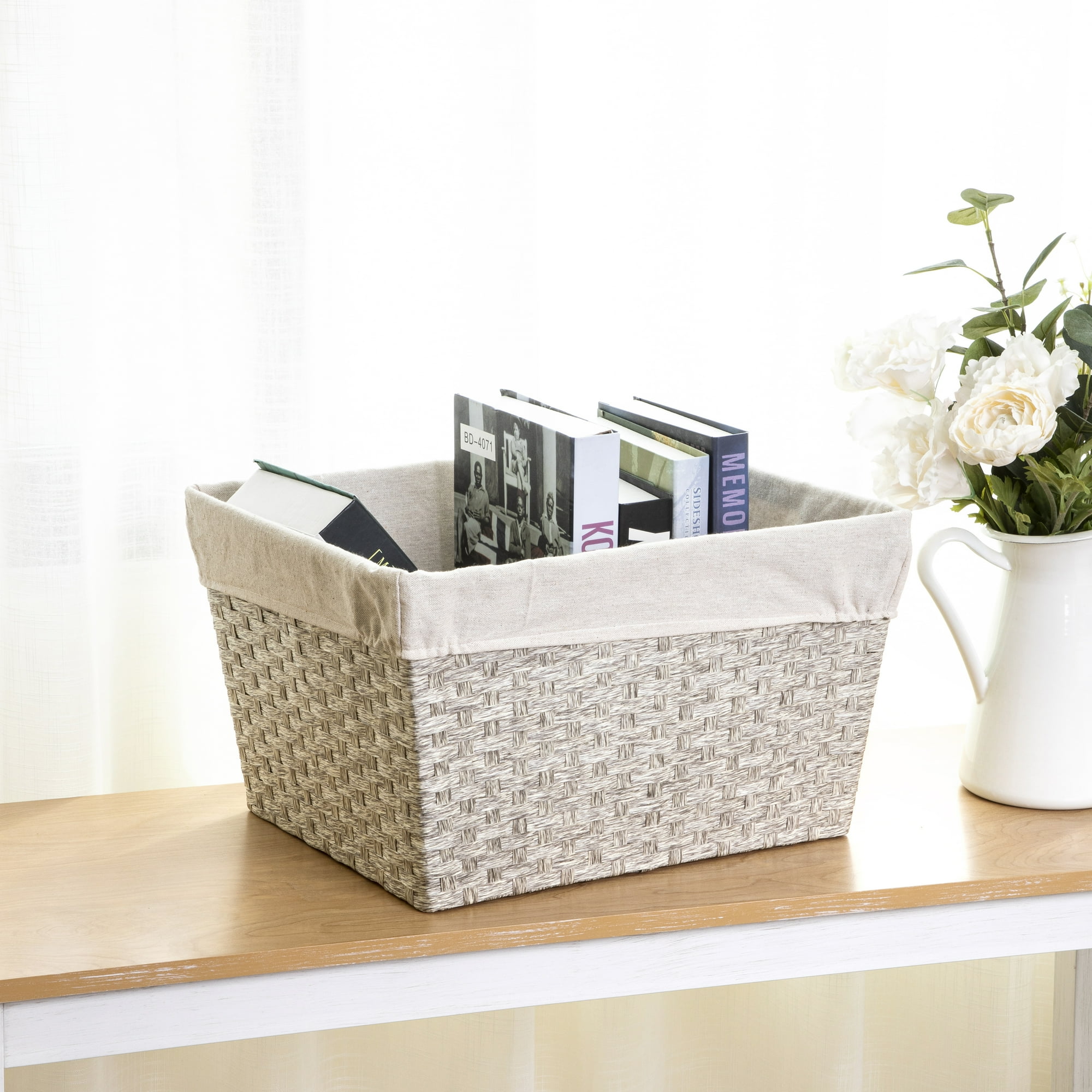 Image of Gray Paper Rope Storage Basket