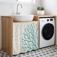 thumbnail image 2 of Coastal Corals Cabinet Dishwasher Hidden Curtains, Privacy Closet Door Curtain, Turquoise White Ocean Life Retro Beige Adhesive Dust Proof Under Sink Skirt for Bathroom Kitchen 35"x35", 2 of 8