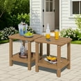 thumbnail image 3 of SERWALL Adirondack Outdoor Side Tables Set of 2, All Weather Use Double Layer Patio Side Table, HIPS Rectangular End Table- Brown, 3 of 10