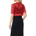 thumbnail image 3 of INSPIRE CHIC Women's Bolero Shrug Satin Panel Short Sleeves Lace Open Front Crop Cardigan S Red, 3 of 6