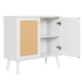 thumbnail image 5 of Nuu Garden Accent Storage Cabinet with Rattan Doors, Sideboard Buffet Cabinet, Wood Grain Coffee Bar Cabinet, Entryway Cabinet, Adjustable Shelves for Dining Room, Living Room, White, 5 of 10