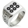 thumbnail image 1 of Stainless Steel Sanada Samurai Crest Geometric Pattern Biker Style Polished Ring, 1 of 1