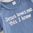 thumbnail image 6 of mgoYE Baby Boy Clothes 12-18 Months Baby Boy Summer Outfit Letter Jesus Loves Me This I Know Short Sleeve Romper Hat 3Pc Clothes Set(Blue,6-12 Months), 6 of 9