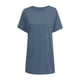thumbnail image 3 of Gibobby Playera De Algodón Mujeres Casual Moda Simple Color sólido Cuello redondo Manga corta Bolsillo Largo Top（Azul marino， S), 3 of 4