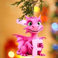 thumbnail image 3 of Harliver Dragon Baby Christmas Hanging Ornaments, 26 Letters Dinosaur Dragon Christmas Ornaments, Cute Cartoon Decorative Car Interior Pendant Hanging Decorations (Pink), 3 of 5