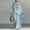 Light Blue, variant on Morttic Women‘s Casual Solid Color Long Sleeve T-Shirt & Wide Leg Pants Set Spring/Summer Lounge Outfit White,S