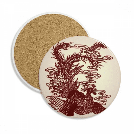 

Chinese Phoenix Bird Animal Portrait Coaster Cup Mug Tabletop Protection Absorbent Stone