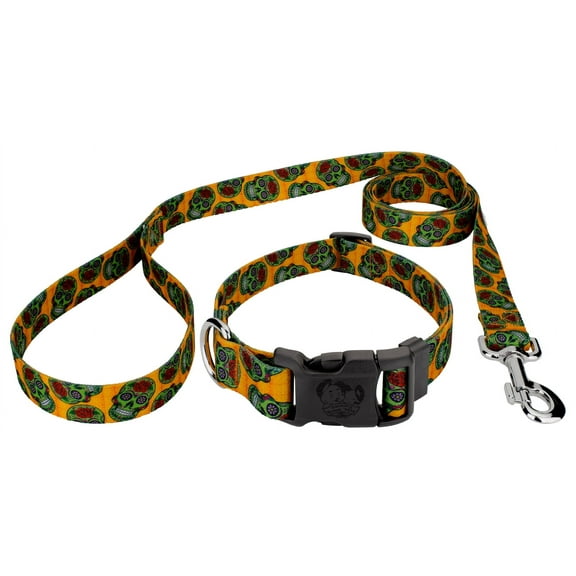 Country Brook Petz® Sugar Skulls Deluxe Dog Collar and Leash, 2XS