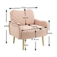 thumbnail image 6 of Velvet Accent Chair, Upholstered Side Chair with Arms and Golden Legs, Comfy Leisure Chair Single Sofa Chair for Small Space Home, Office and Coffee, Weight Capacity 220 LBS, Pink, 6 of 7