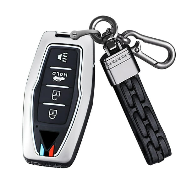 Newest Luminous 4 Button Key Fob Cover Compatible with Mitsubishi Outlander 2023 2022 2021 Keyless Silicone & Metal Key Case with Keychain