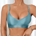 thumbnail image 2 of WHEANG Satin Bras for Women Back Beauty Bra Soft Support Breathable Casual Plus Size Bra Wireless Comfort Everyday Bra Cross Back Push Up Bra for Daily Wear Size M Blue, 2 of 5
