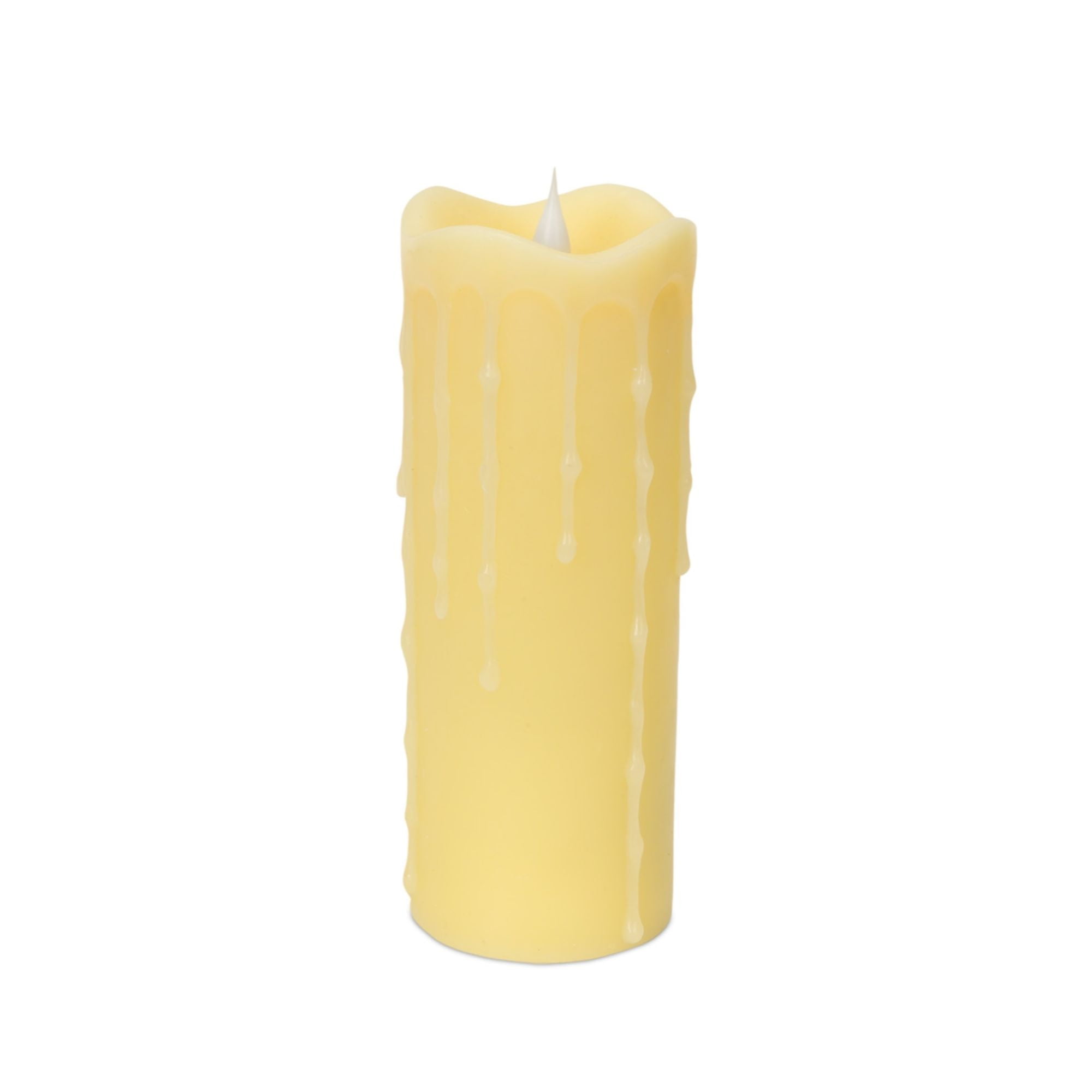 Set of 2 Ivory Simplux LED Dripping Candle with Moving Flame Pillar Candles 7"