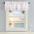 thumbnail image 2 of Kitchen Valances for Window, Ocean Pink Coral Seahorse Light Filtering Rod Pocket Valance Curtain, Abstract Marine Life Short Curtains Window Topper for Bedroom Bathroom Living Room 42x12in, 2 of 9
