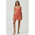 thumbnail image 4 of ASTR The Label Women's Meg Pink Multi Floral Ruched Lined Mini Dress (X-Small, Pink Multi Floral), 4 of 9
