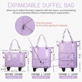 thumbnail image 2 of Bolsa de viaje con ruedas VOOWO, expandible, de 28 a 58 litros, color morado, 2 of 7