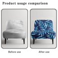 thumbnail image 6 of HELLHERO Non Slip Armless Accent Chair Protector for Hotel, Stain Protection Armless Accent Chair Cover, Blue Palm Leaf Print, 6 of 8