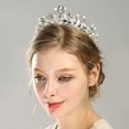 thumbnail image 4 of Corona de tiara para mujer, tiara de boda para novia, corona de desfile de graduación para niñas, diadema de princesa de cristal Accesorios para el cabello de novia, Plata, 4 of 5