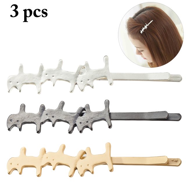 3PCS Pinces à Cheveux Mignon Triple Chats Épingles à Cheveux Accessoires de Cheveux pour les Femmes Dames