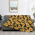 thumbnail image 2 of Yiaed Black Marble Pattern Sunflower Print Blanket Throw Blanket Soft Cozy Flannel Blanket for Home Bed Sofa Couch Chair-60"x50", 2 of 6