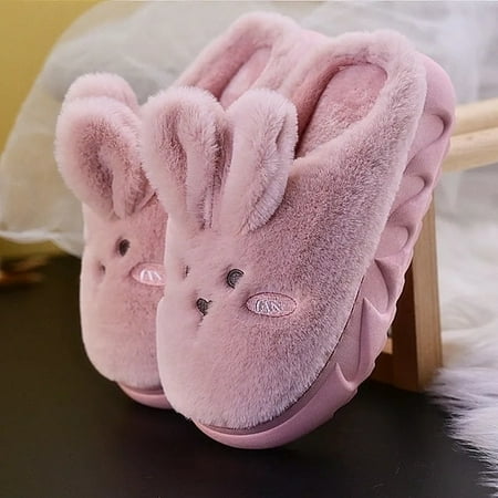 

CoCopeanut 2021 New Indoor Cute Plush Rabbit Puppy Slippers Female Cotton Shoes Sliders Home Warm Platform Woman Bunny Fuzzy Slippers