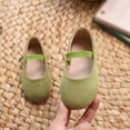thumbnail image 2 of Krdevn Toddler Girls Solid Suede Elastic Strap Mary Jane Flats Dress Shoes Color:GN1,Size:5-5.5 Years, 2 of 9