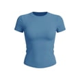 thumbnail image 7 of Womens Summer T Shirts Slim Fitted Crew Neck Short Sleeve Basic Tees Lightweight Soft Comfy Casual Cute Crop Tops,Sizes S-XL, 7 of 7