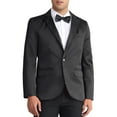 thumbnail image 1 of INSPIRAR CHIC Trajes de Hombre Formales de Color Sólido con Manga Larga, Solapa Pico, Ajuste Slim, Blazers de Un Solo Botón, Negro M, 1 of 6