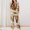 thumbnail image 2 of Honeii Yak print Women's Pajama Sets Long Sleeve Button Down Sleepwear Nightwear Soft Pjs Lounge Sets-XX-Large, 2 of 7