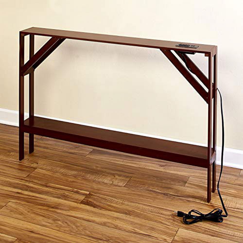 Skinny Sofa Table with Outlet Modern Console Table with Walnut