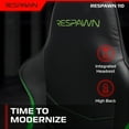 thumbnail image 6 of RESPAWN 110 Ergonomic Gaming Chair - Reclining Office Video Game Swivel Chair with Lumbar Support, Headrest, Heavy Duty, High Back, Racing Style Gaming Recliner Seat for Computer Gamer - Green, 6 of 7