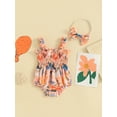 thumbnail image 2 of Suealasg Newborn Baby Girl Clothes 3 6 12 18 Months Sleeveless Chick Print Romper Bodysuit +Headband Infant Summer 2Pcs Outfit, 2 of 9