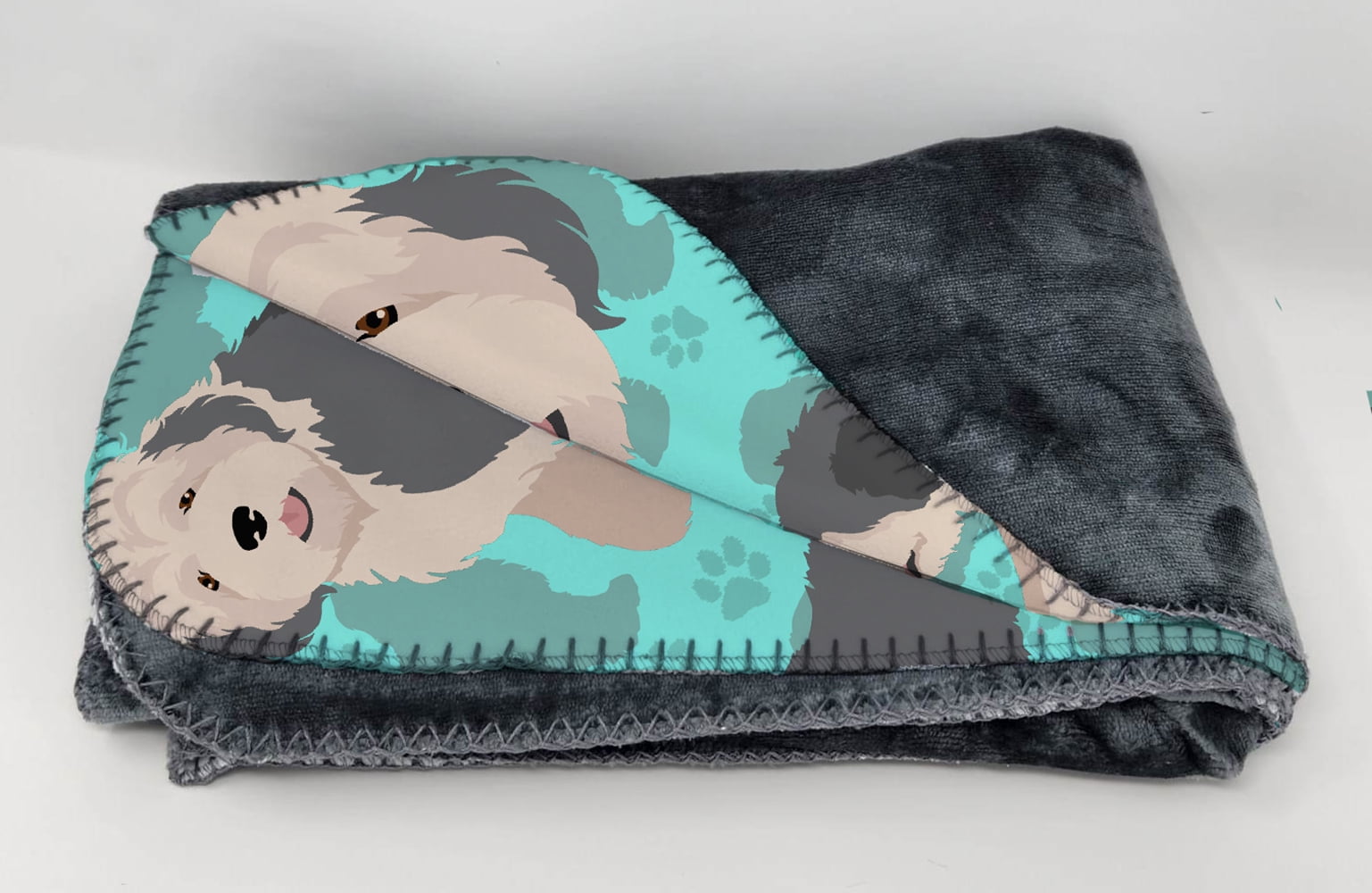 Carolines Treasures MLM1034TBLT 58 x 36 in. Blue Old English Sheepdog Soft Travel Blanket with Bag