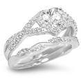 thumbnail image 5 of LaRaso Co His Her CZ Wedding Ring Set 3 Piece TRIO Silver Black Titanium Couples Bands 10 10, 5 of 6