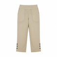 thumbnail image 5 of Womens Capri Pants Casual High Waist Elastic Straight Linen Pockets Wide Leg Pants Beige, 5 of 5