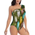 thumbnail image 3 of Sikiie colorful Easter eggs Print Women One Piece Swimsuits Tummy Control One Shoulder Bathing Suits Ruffle Swimwear, From S to XXL-XX-Large, 3 of 6