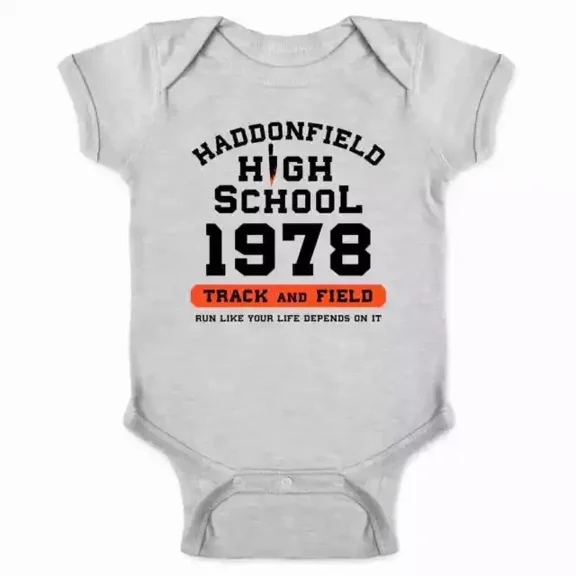 Haddonfield High School 1978 Track Horror Movie Baby Bodysuit Cute Baby Onesie, BABY BODYSUIT LAT 4424
