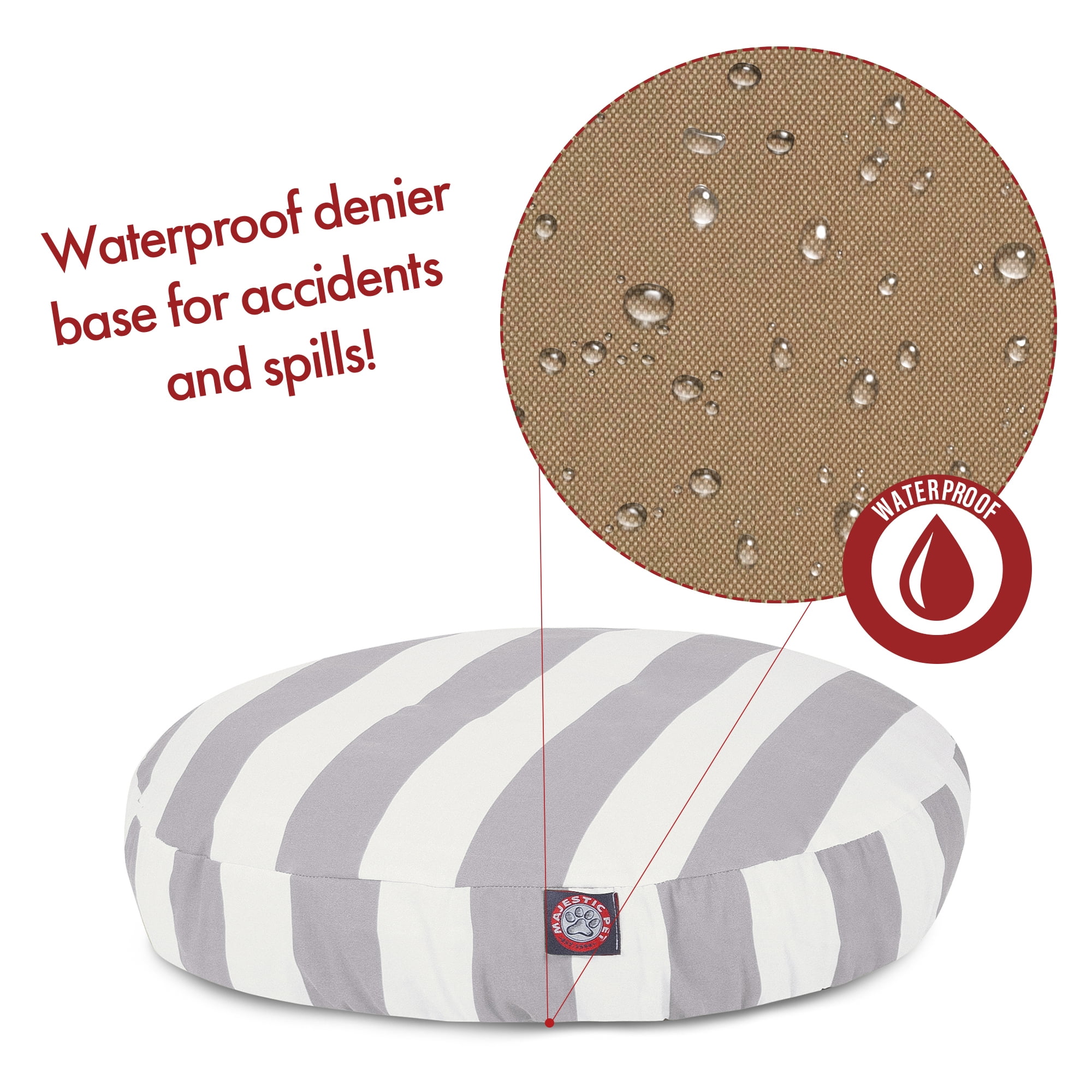 Majestic Pet | Vertical Stripe Round Pet Bed For Dogs, Removable Cover, Gray, Large